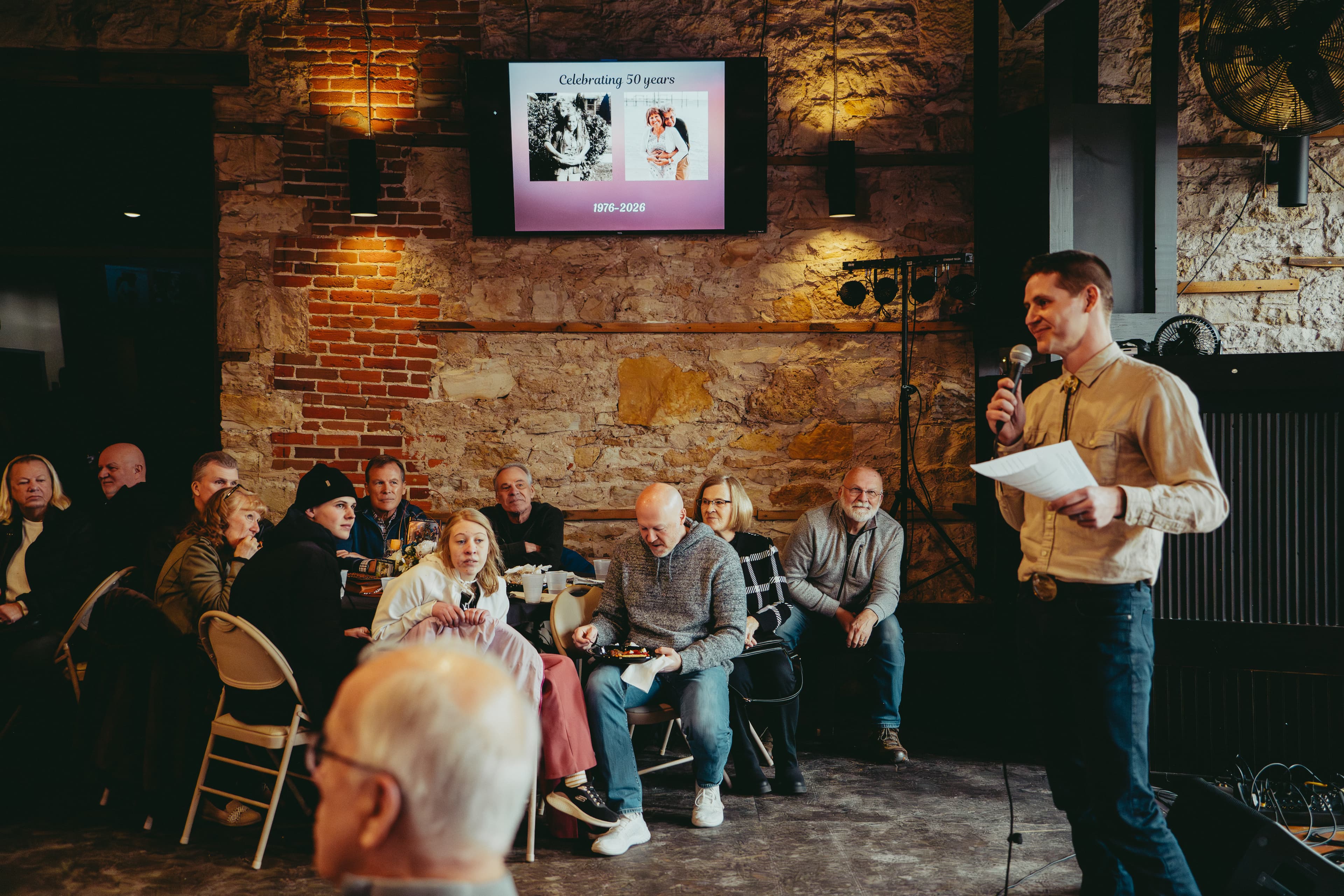 People of several generations gathered for a shared celebration